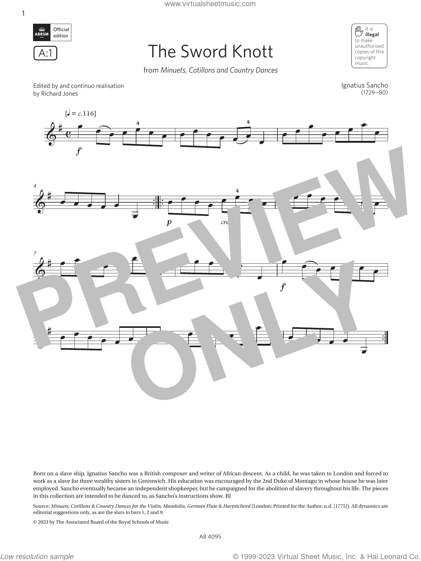 The Sword Knott (Grade 1, A1, from the ABRSM Violin Syllabus from 2024)