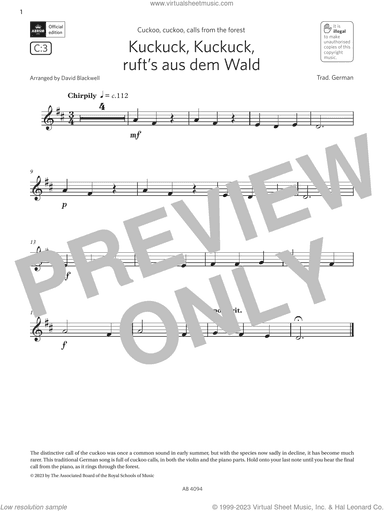 Kuckuck, Kuckuck, ruft's aus dem Wald (Grade Initial, C3, from the ABRSM Violin Syllabus from 2024)