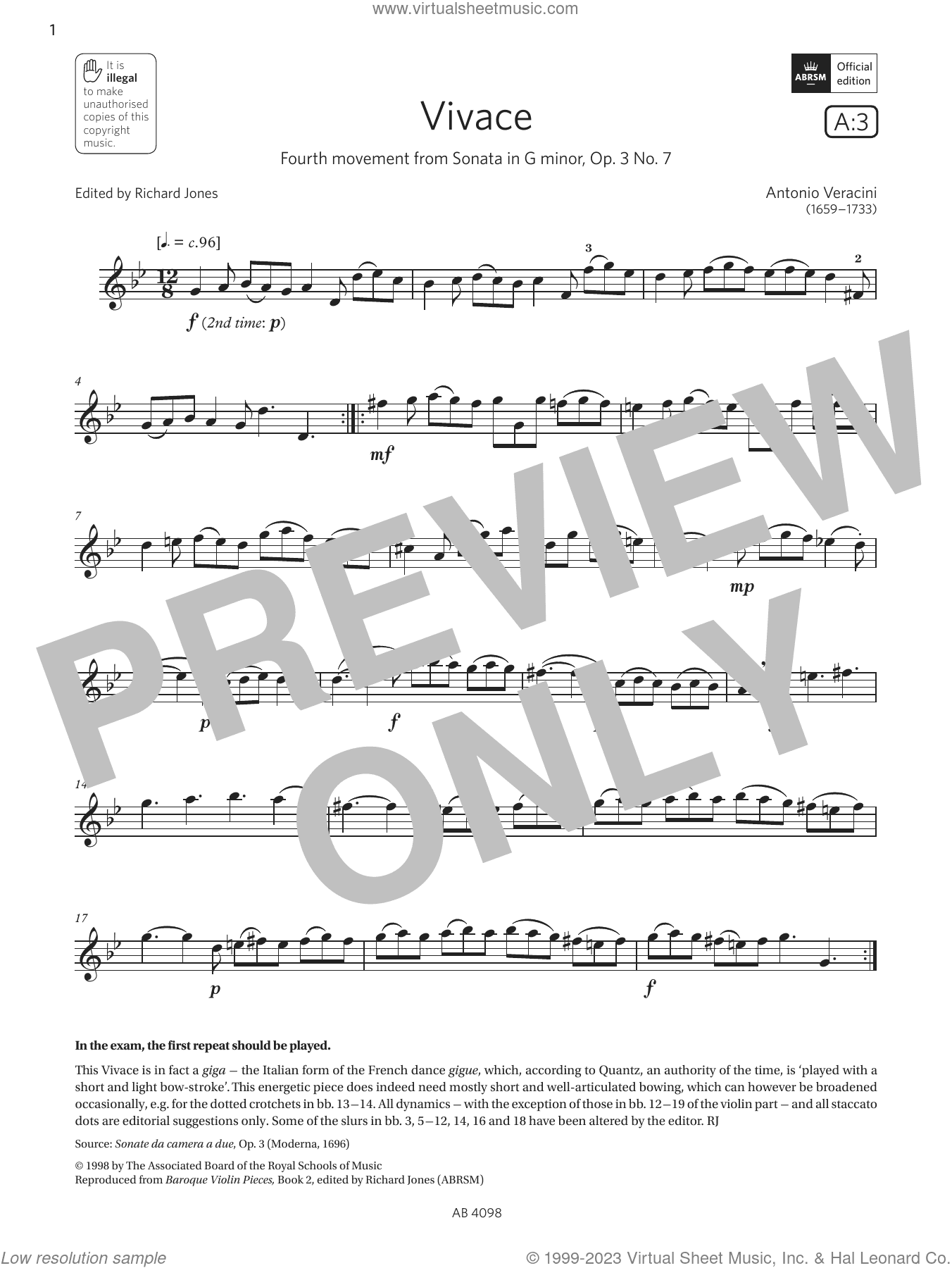Vivace (Grade 4, A3, from the ABRSM Violin Syllabus from 2024)