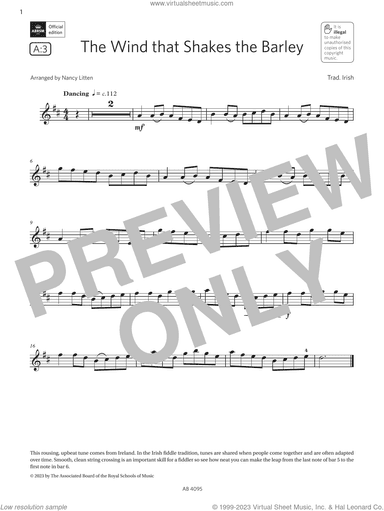 The Wind that Shakes the Barley (Grade 1, A3, from the ABRSM Violin Syllabus from 2024)