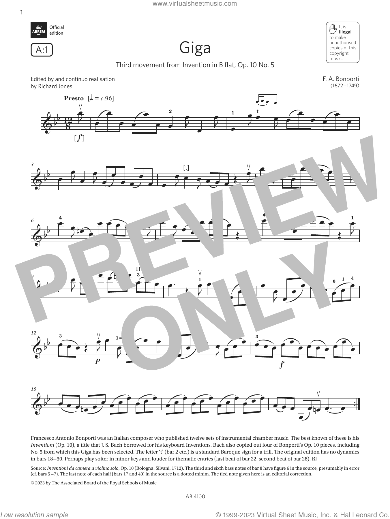 Giga (Grade 6, A1, from the ABRSM Violin Syllabus from 2024)