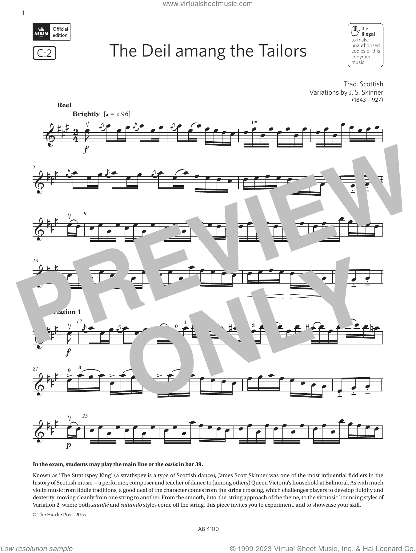 The Deil amang the Tailors (Grade 6, C2, from the ABRSM Violin Syllabus from 2024)