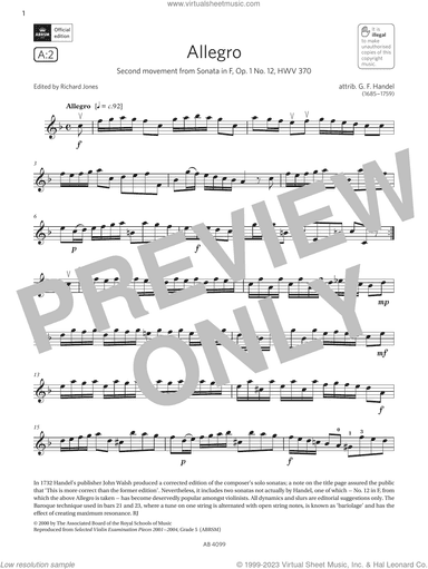 Allegro (Grade 5, A2, from the ABRSM Violin Syllabus from 2024)