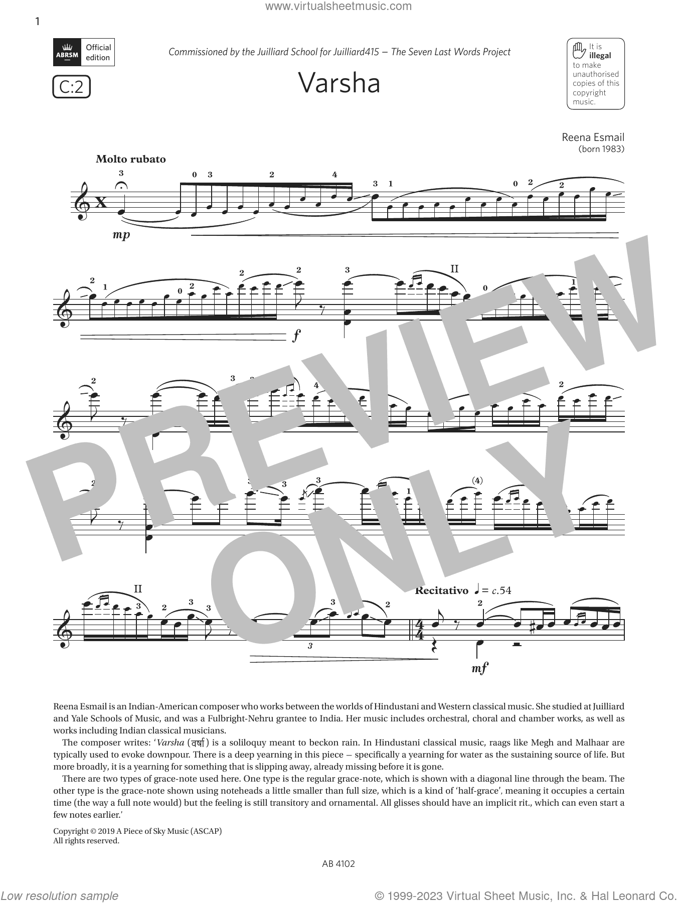Varsha (Grade 8, C2, from the ABRSM Violin Syllabus from 2024)