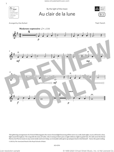 Au clair de la lune (Grade Initial, B3, from the ABRSM Violin Syllabus from 2024)
