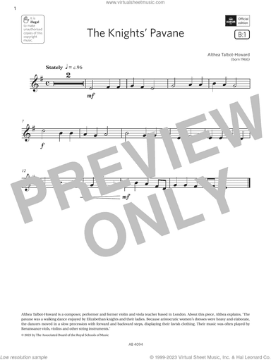The Knights' Pavane (Grade Initial, B1, from the ABRSM Violin Syllabus from 2024)