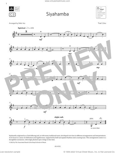 Siyahamba (Grade 1, C3, from the ABRSM Violin Syllabus from 2024)