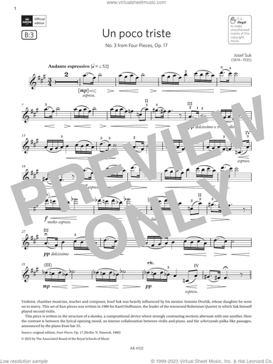 Un poco triste (Grade 8, B3, from the ABRSM Violin Syllabus from 2024)