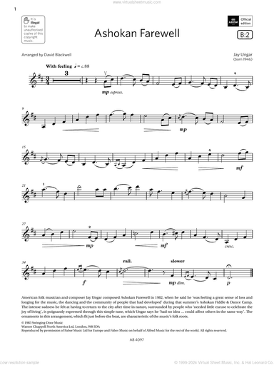 Ashokan Farewell (Grade 3, B2, from the ABRSM Violin Syllabus from 2024)