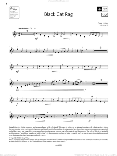 Black Cat Rag (Grade 2, C2, from the ABRSM Violin Syllabus from 2024)