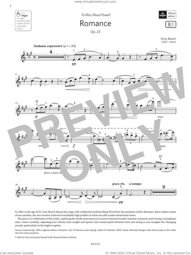 Romance (Grade 8, B1, from the ABRSM Violin Syllabus from 2024)