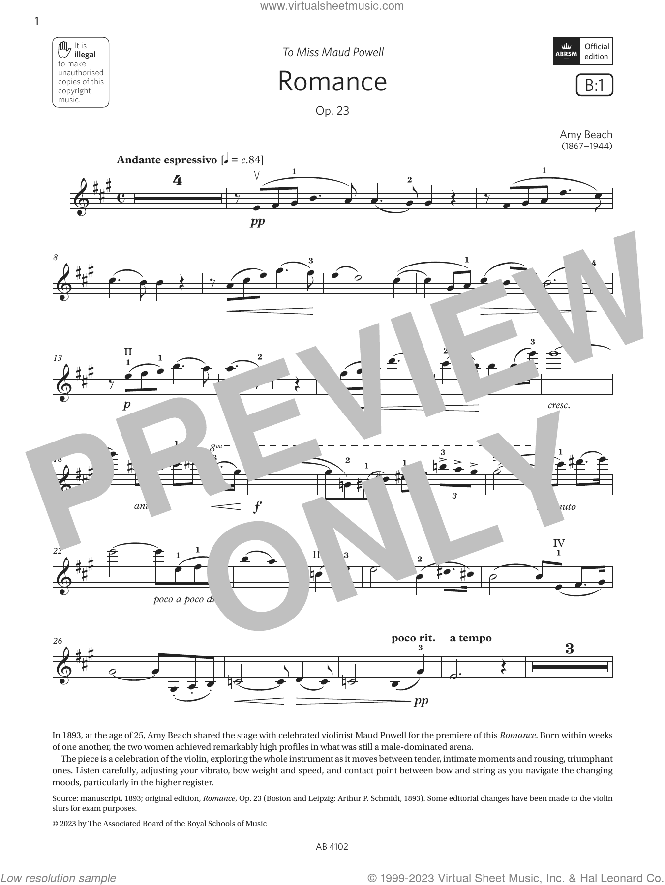 Romance (Grade 8, B1, from the ABRSM Violin Syllabus from 2024)