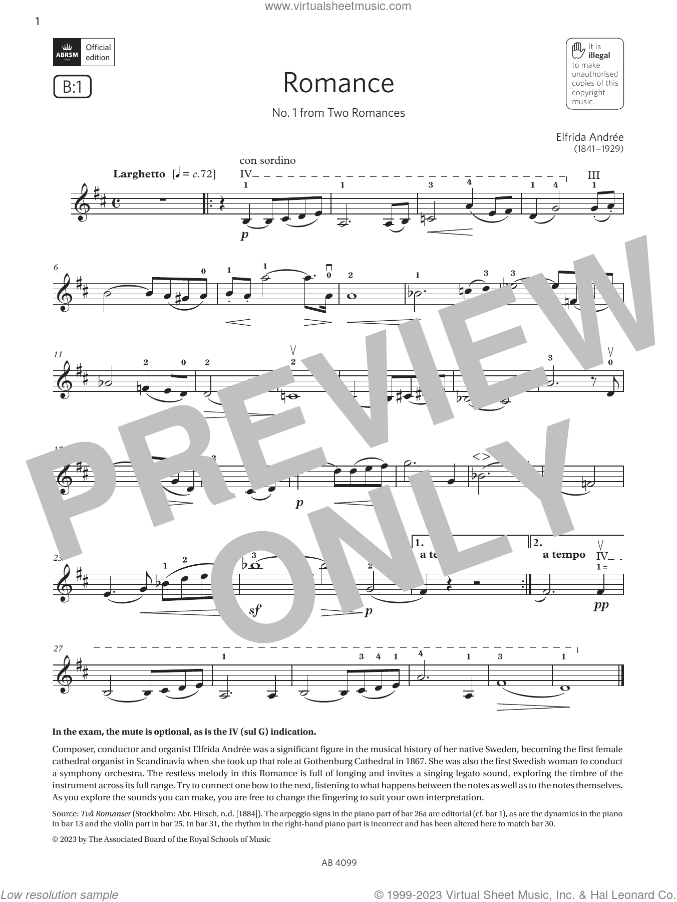 Romance (Grade 5, B1, from the ABRSM Violin Syllabus from 2024)