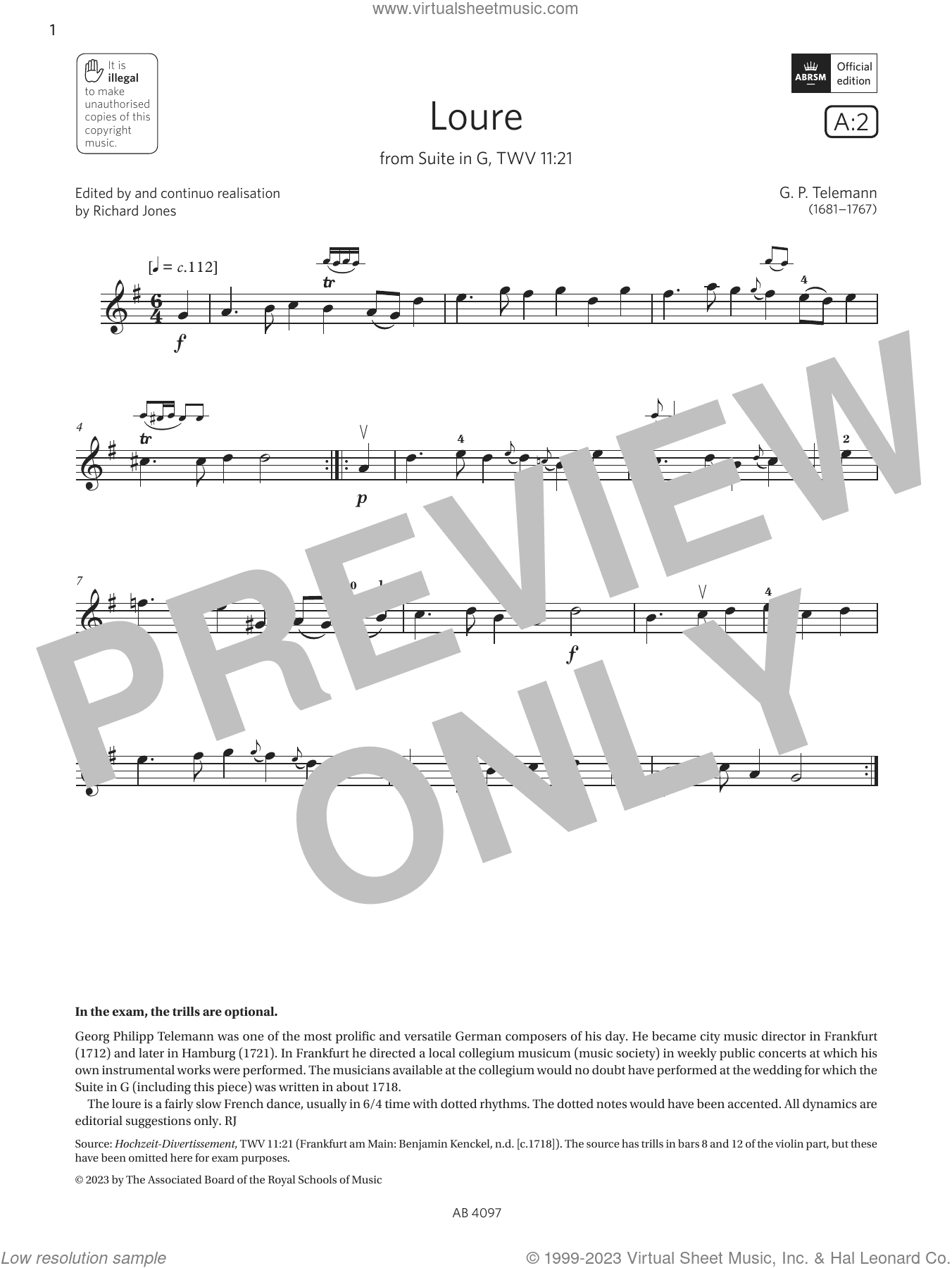 Loure (Grade 3, A2, from the ABRSM Violin Syllabus from 2024)