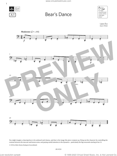 Bear's Dance (Grade 1, A1, from the ABRSM Cello Syllabus from 2024)