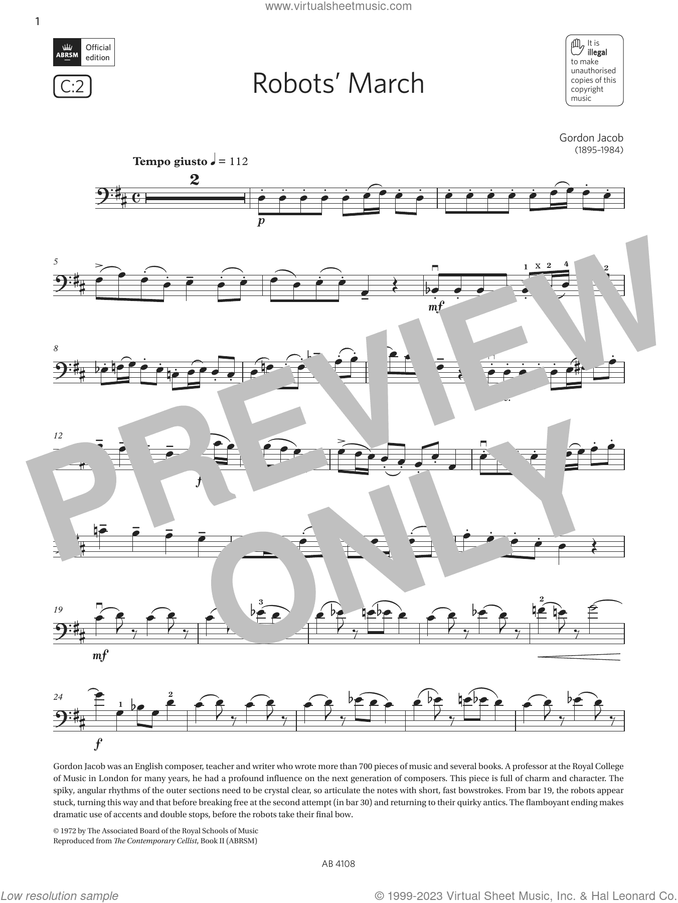 Robots' March (Grade 5, C2, from the ABRSM Cello Syllabus from 2024)
