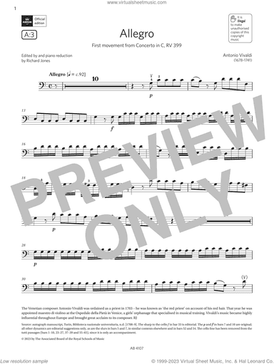 Allegro (Grade 4, A3, from the ABRSM Cello Syllabus from 2024)