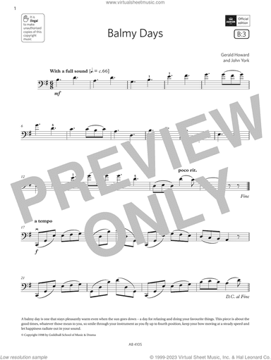 Balmy Days (Grade 2, B3, from the ABRSM Cello Syllabus from 2024)