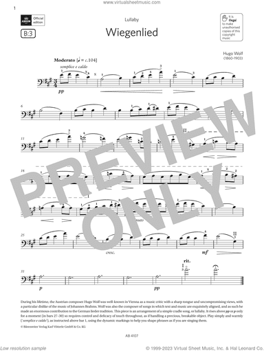 Wiegenlied (Grade 4, B3, from the ABRSM Cello Syllabus from 2024)