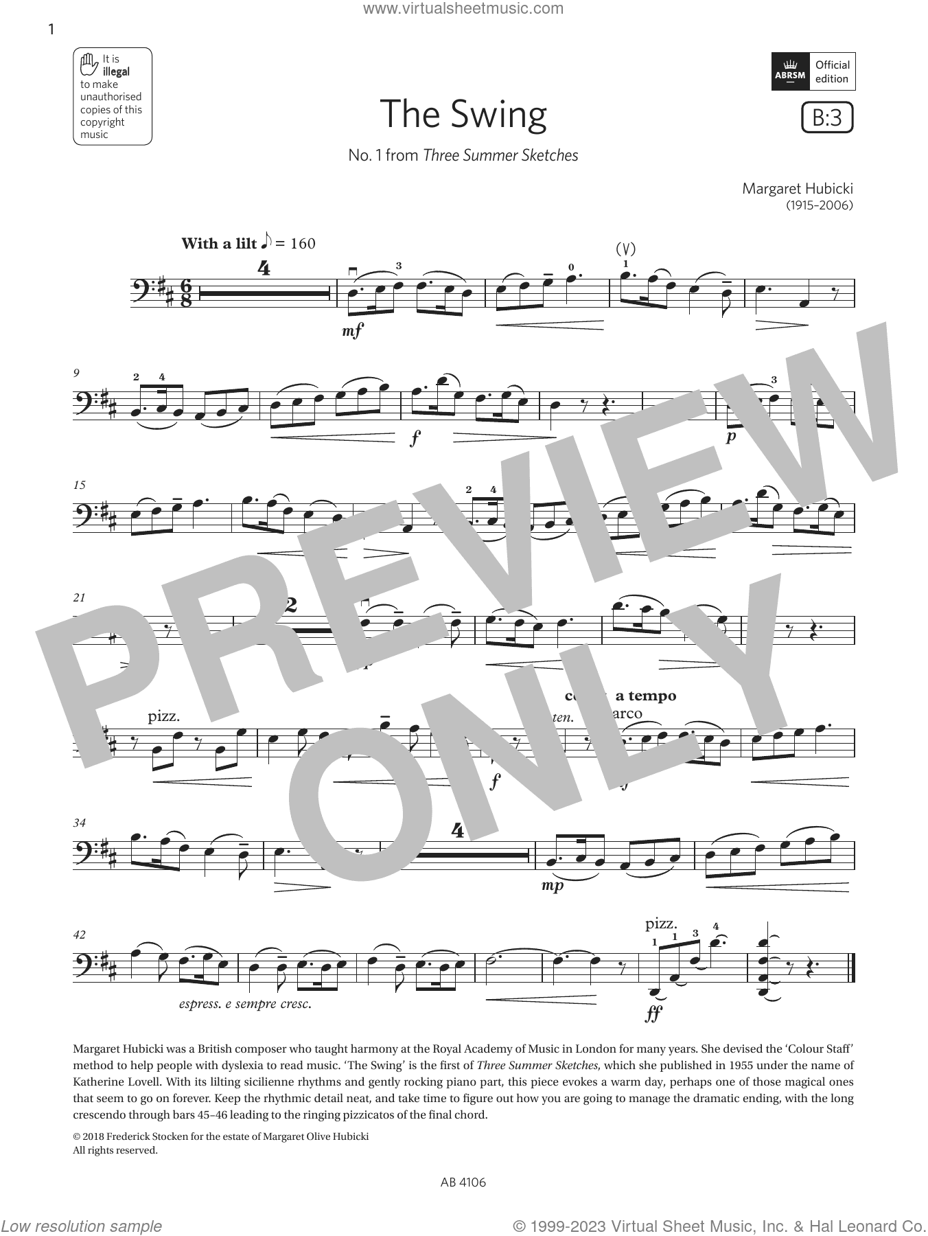 The Swing (Grade 3, B3, from the ABRSM Cello Syllabus from 2024)