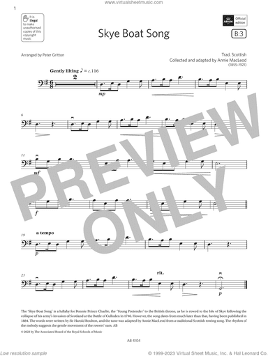 Skye Boat Song (Grade 1, B3, from the ABRSM Cello Syllabus from 2024)