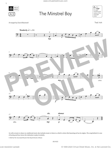 The Minstrel Boy (Grade 2, A3, from the ABRSM Cello Syllabus from 2024)
