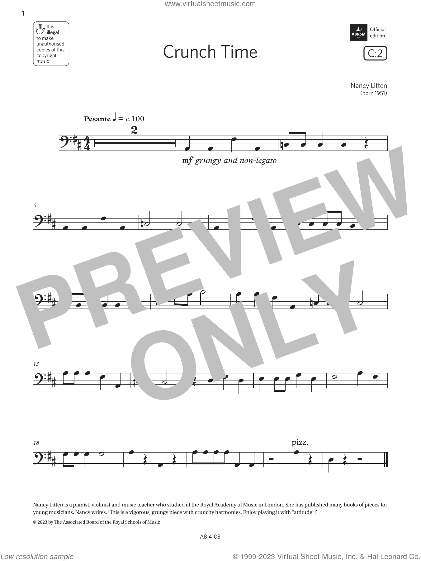 Crunch Time (Grade Initial, C2, from the ABRSM Cello Syllabus from 2024)