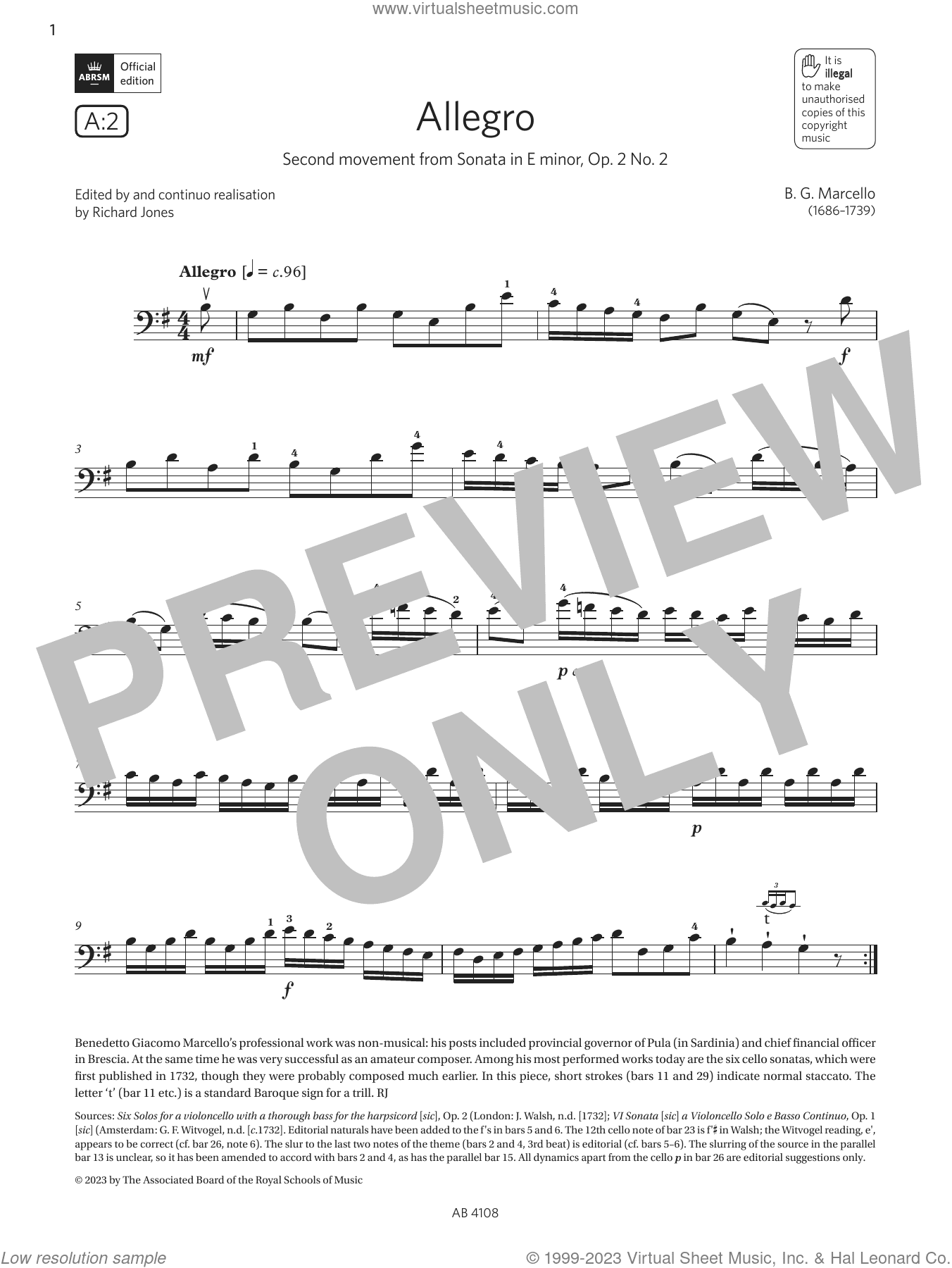 Allegro (Grade 5, A2, from the ABRSM Cello Syllabus from 2024)