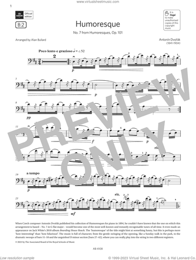 Humoresque (Grade 5, B2, from the ABRSM Cello Syllabus from 2024)
