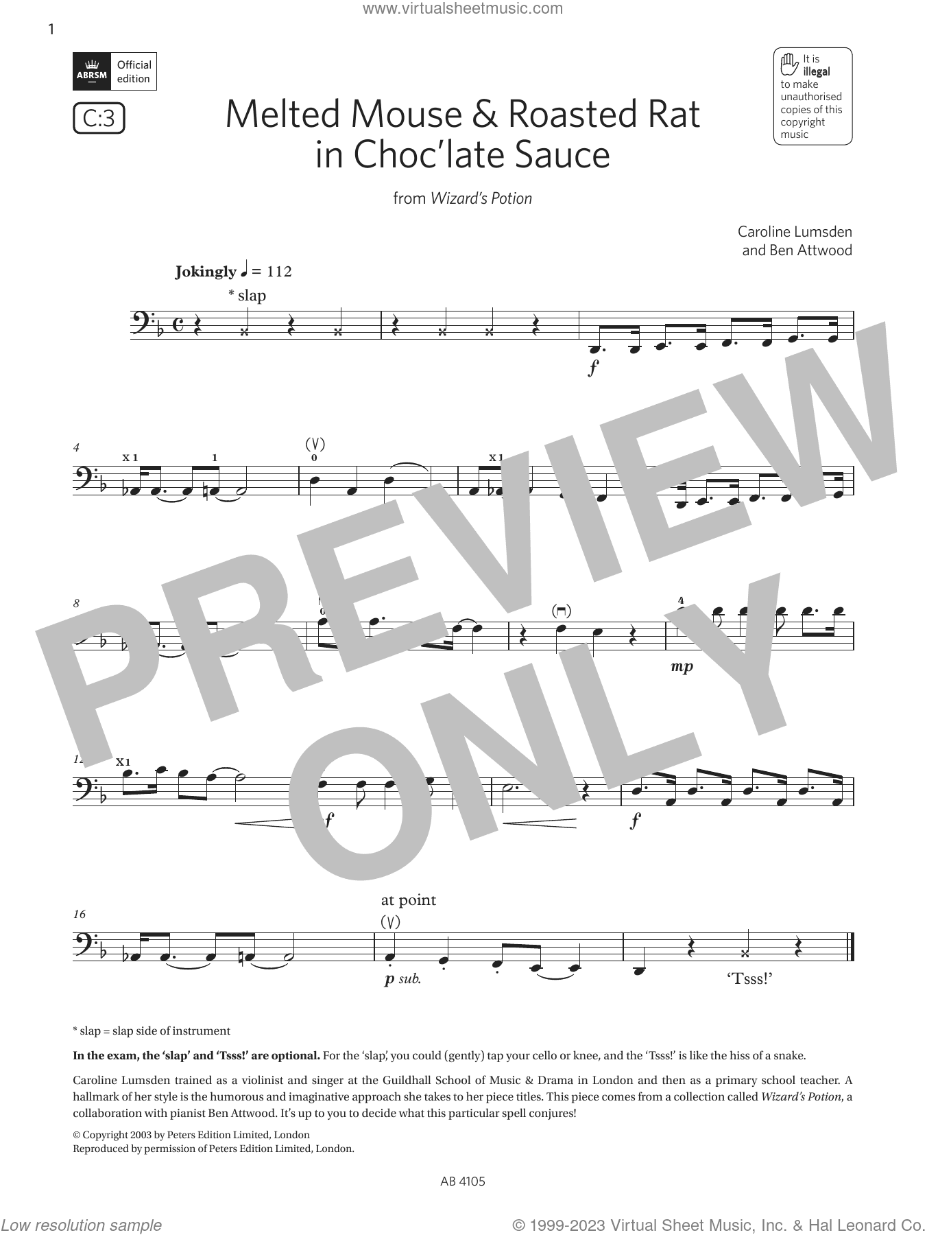Melted Mouse and Roasted Rat in Choc'late Sauce (Grade 2, C3, from the ABRSM Cello Syllabus from 2024)