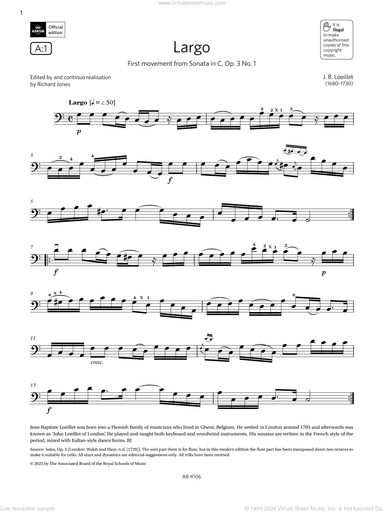 Largo (Grade 3, A1, from the ABRSM Cello Syllabus from 2024)