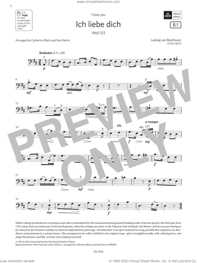 Ich liebe dich (Grade 3, B1, from the ABRSM Cello Syllabus from 2024)