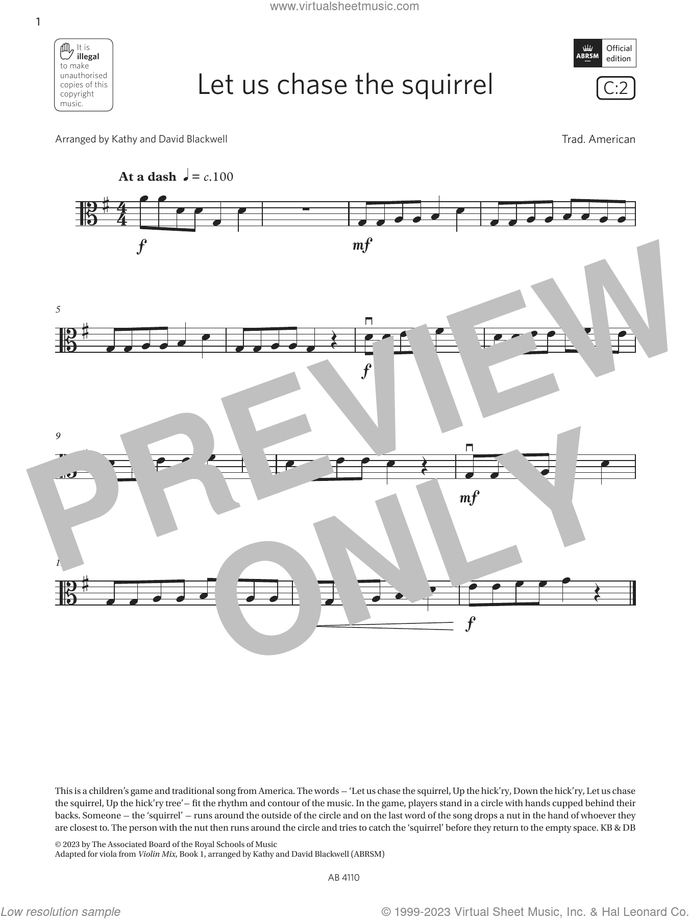 Let us chase the squirrel (Grade Initial, C2, from the ABRSM Viola Syllabus from 2024)
