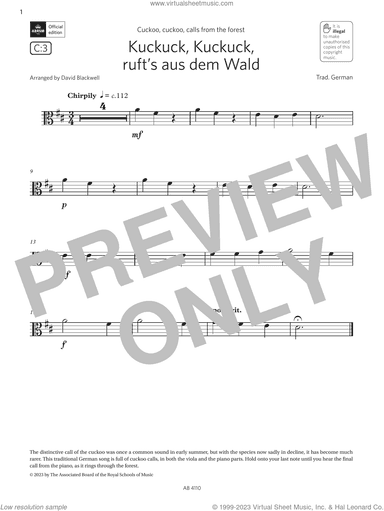 Kuckuck, Kuckuck ruft's aus dem Wald (Grade Initial, C3, from the ABRSM Viola Syllabus from 2024)