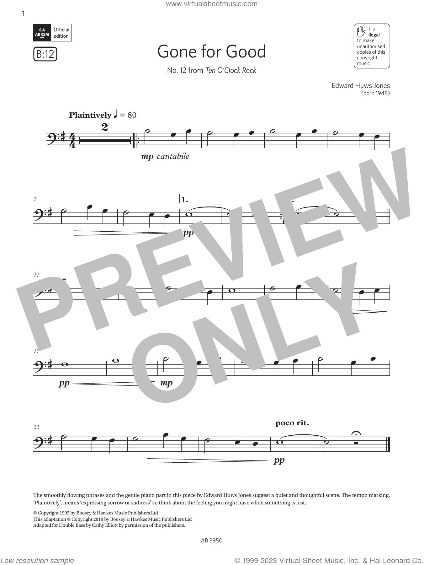 Gone for Good (Grade Initial, B12, from the ABRSM Double Bass Syllabus from 2024)