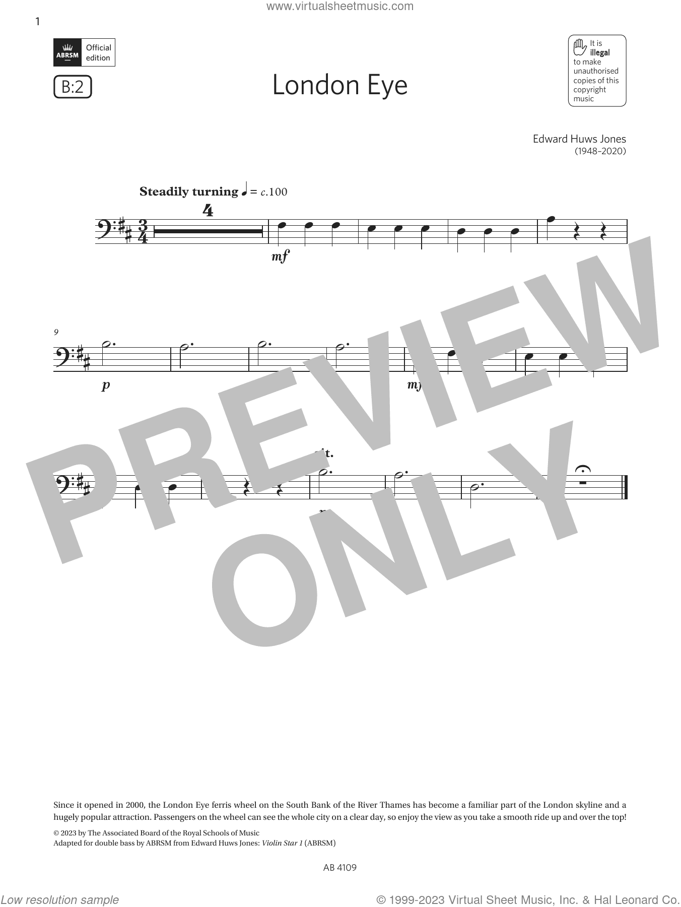 London Eye (Grade Initial, B2, from the ABRSM Double Bass Syllabus from 2024)