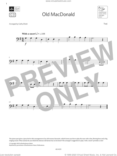 Old MacDonald (Grade Initial, C3, from the ABRSM Double Bass Syllabus from 2024)
