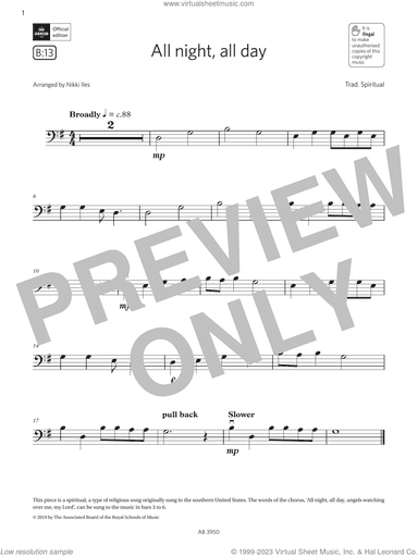 All Night, All Day (Grade Initial, B13, from the ABRSM Double Bass Syllabus from 2024)
