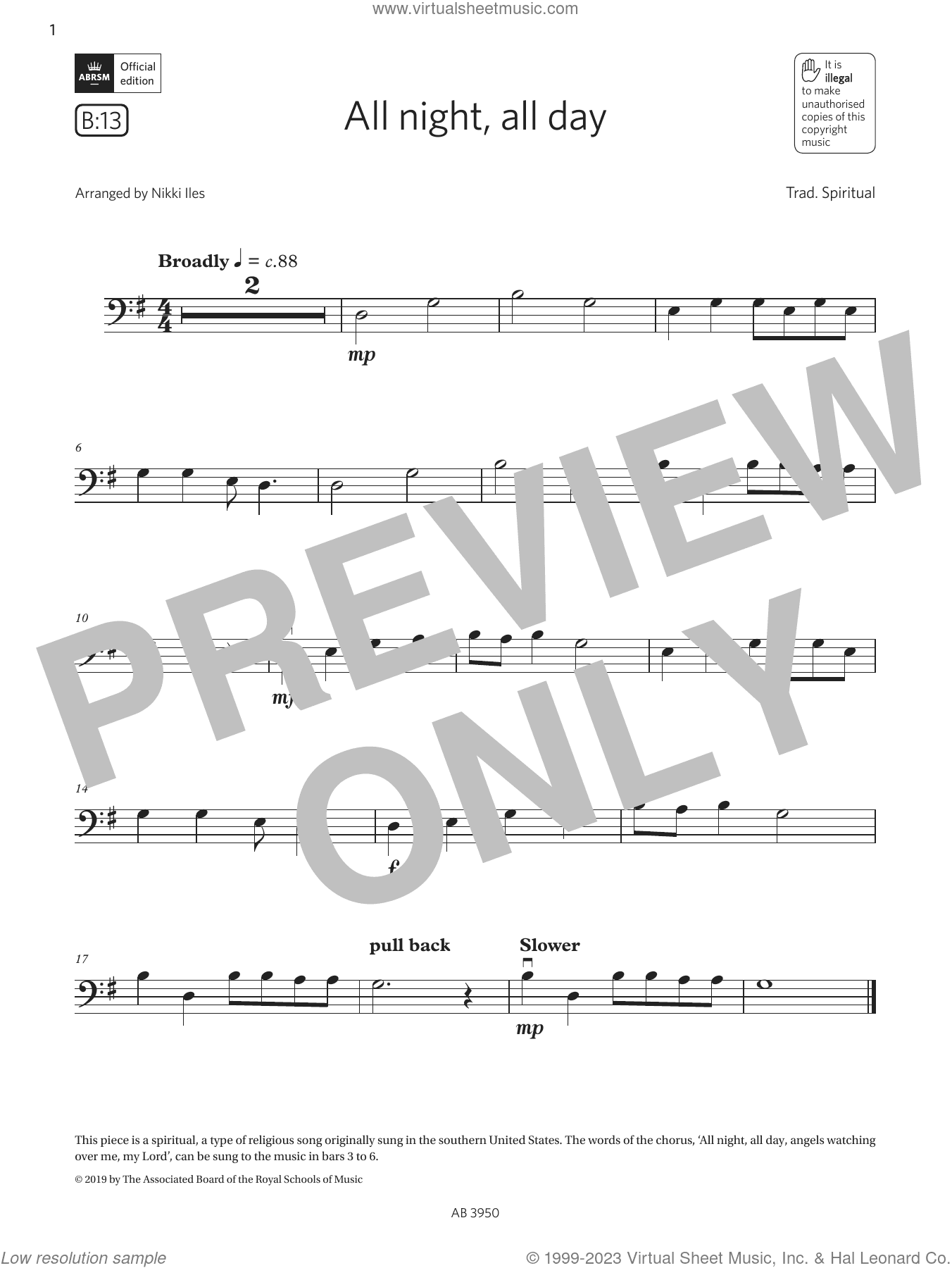 All Night, All Day (Grade Initial, B13, from the ABRSM Double Bass Syllabus from 2024)