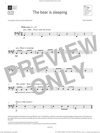 The bear is sleeping (Grade Initial, A3, from the ABRSM Double Bass Syllabus from 2024)