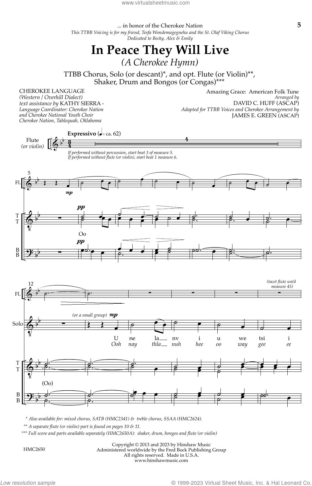 In Peace They Will Live (A Cherokee Hymn)