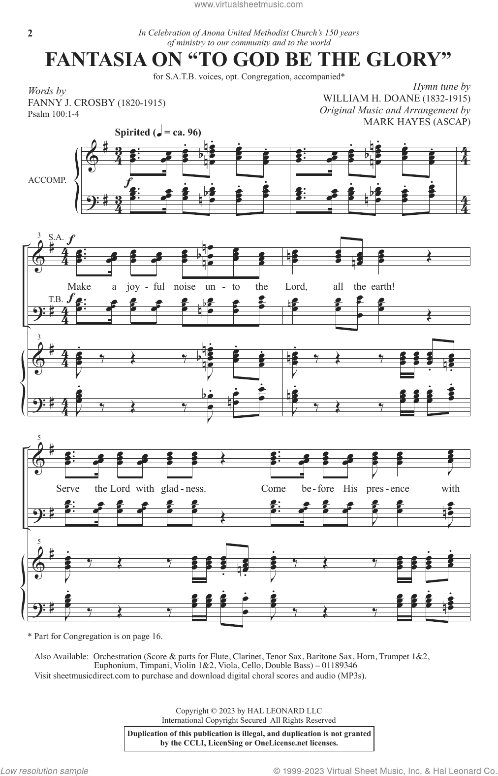 Fantasia On "To God Be The Glory"