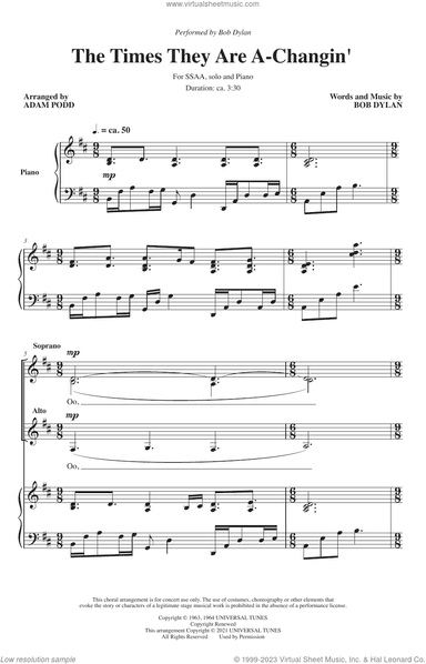 The Times They Are A-Changin' (arr. Adam Podd)