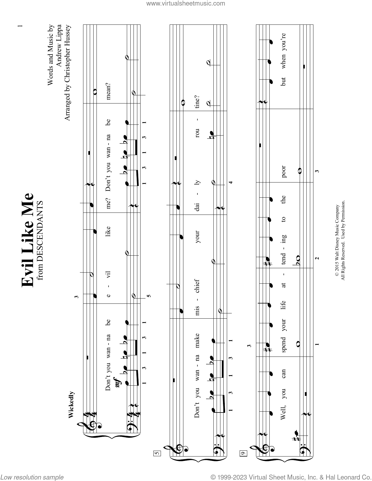 Evil Like Me (arr. Christopher Hussey)