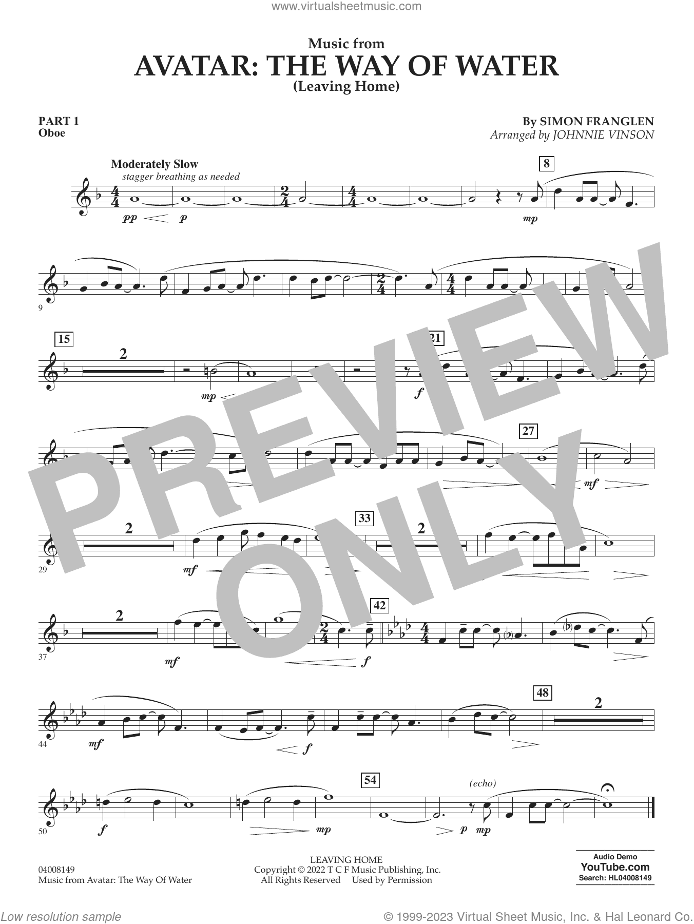 Music from Avatar: The Way Of Water (Leaving Home) (arr. Vinson)