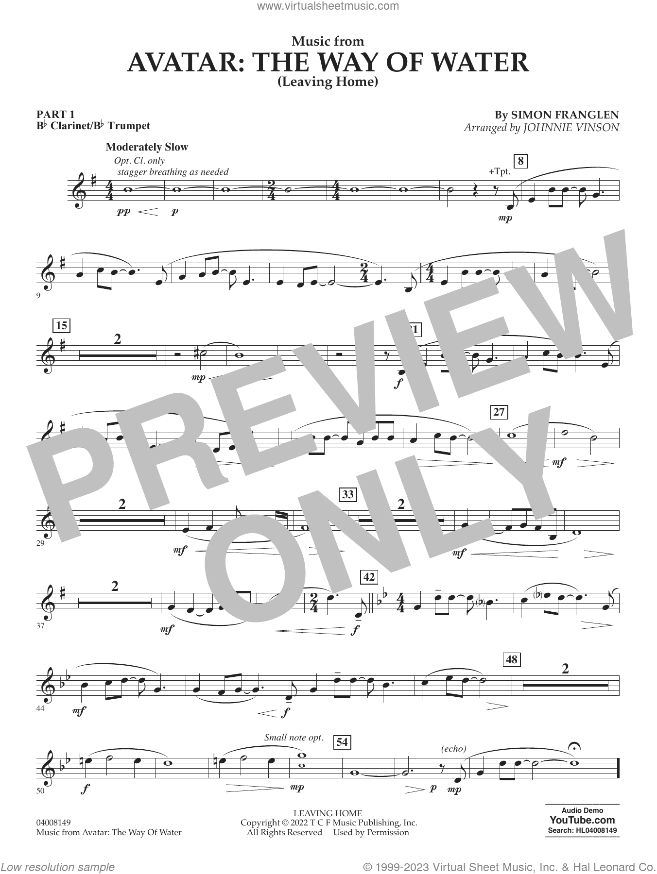 Music from Avatar: The Way Of Water (Leaving Home) (arr. Vinson)