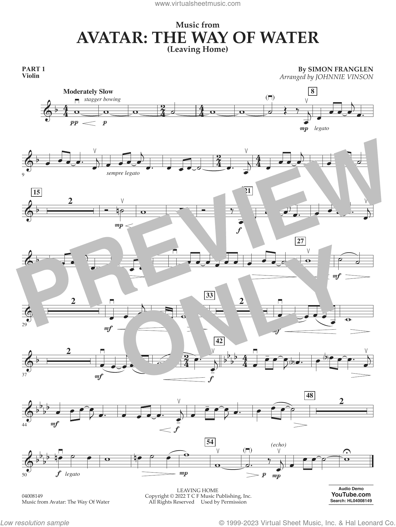 Music from Avatar: The Way Of Water (Leaving Home) (arr. Vinson)