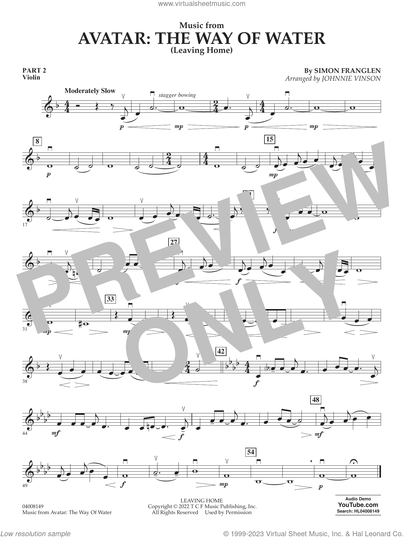 Music from Avatar: The Way Of Water (Leaving Home) (arr. Vinson)