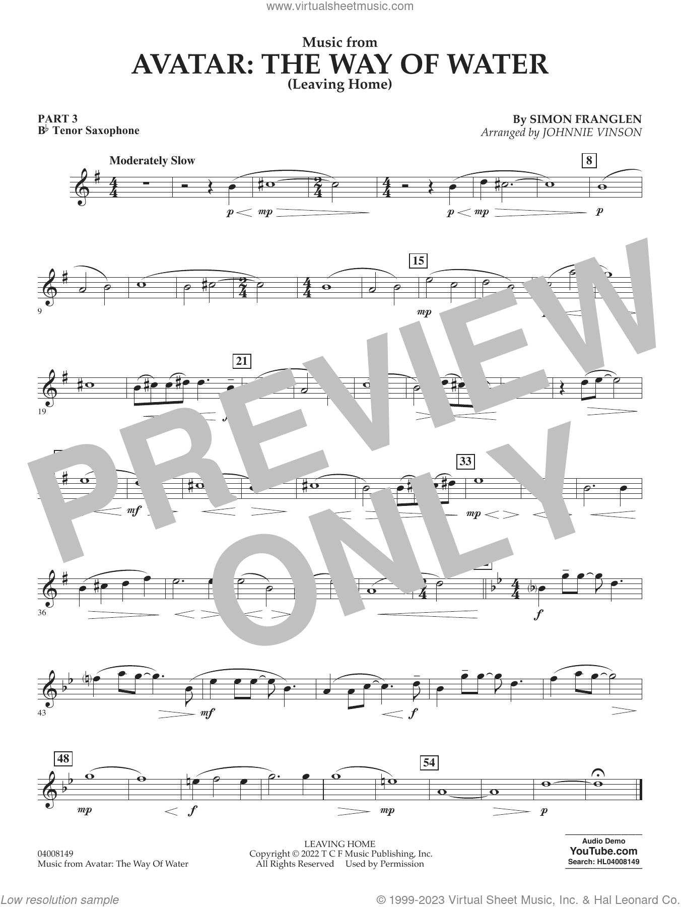 Music from Avatar: The Way Of Water (Leaving Home) (arr. Vinson)