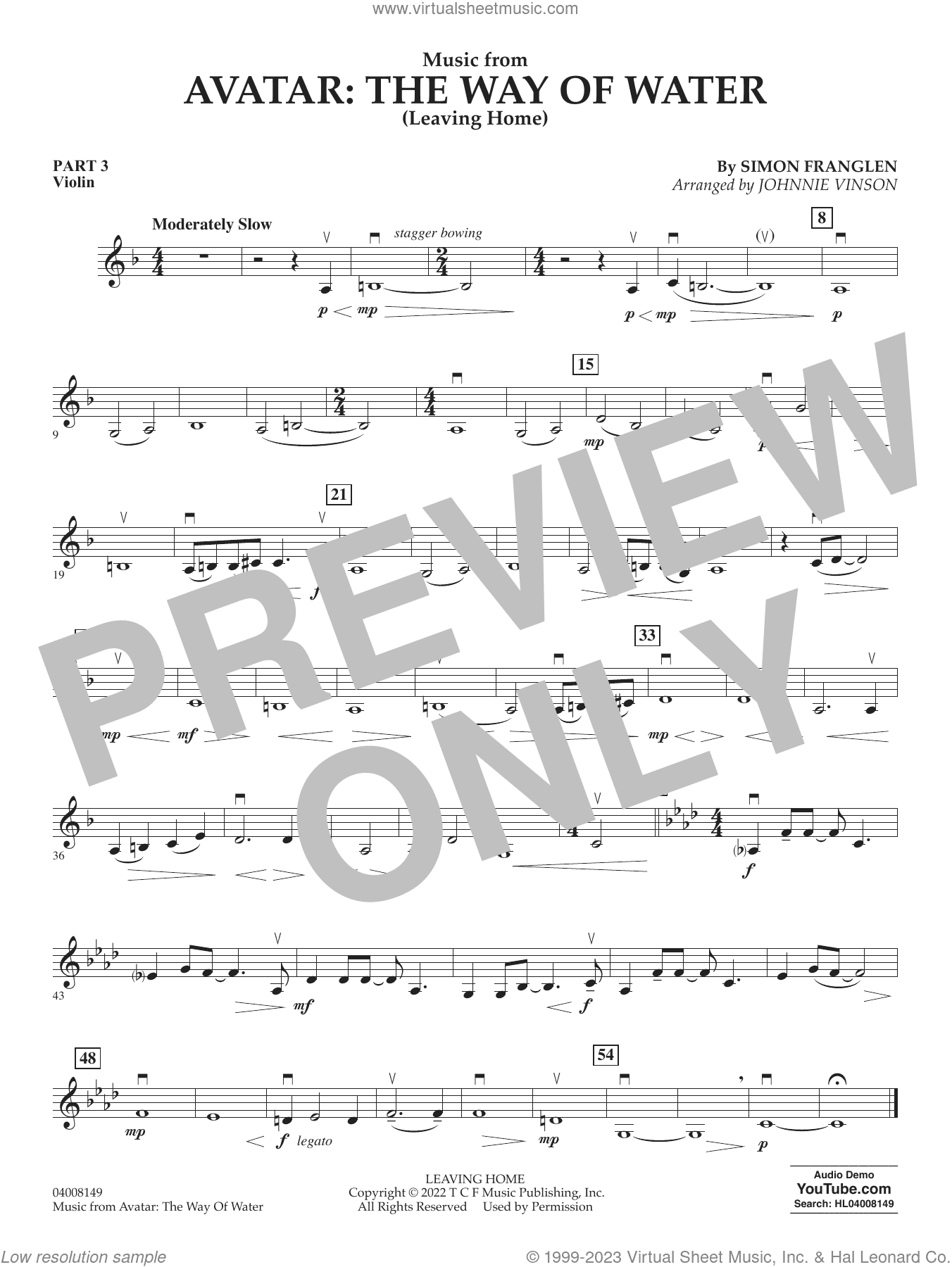 Music from Avatar: The Way Of Water (Leaving Home) (arr. Vinson)